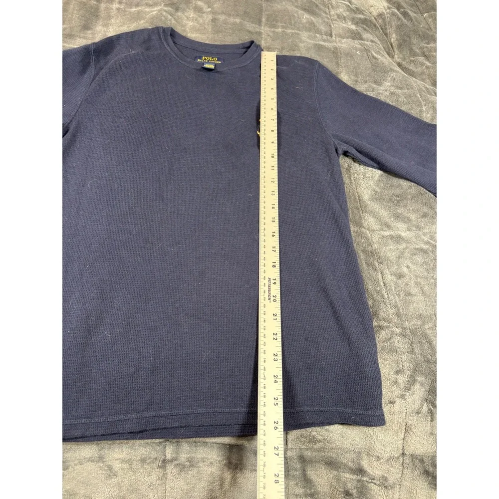 Polo Ralph Lauren Mens Navy Blue Waffle Knit Polo Bear Thermal Sleep Shirt M‎